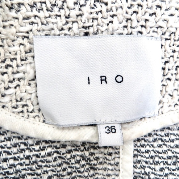 IRO Agnette Distressed Tweed Jacket Black White SZ 6 - Picture 15 of 16